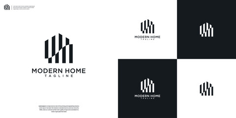 Abstract Home Real Estate Architect Construction Logo Design Template