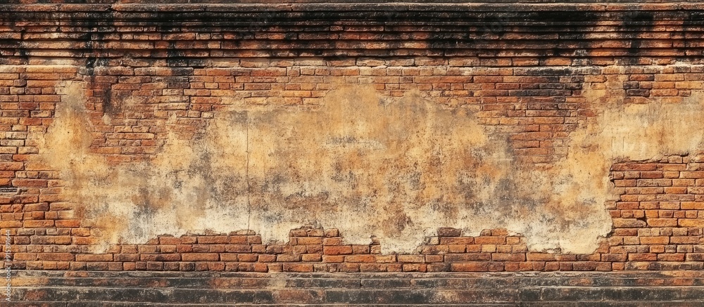 Poster Old brick wall backdrop in Sukhothai. with copy space image. Place for adding text or design