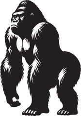 Gorilla Silhouette isolated on white background Minimalist gorilla vector shape