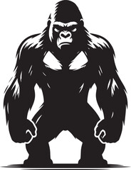 Fototapeta premium Gorilla Silhouette isolated on white background Minimalist gorilla vector shape