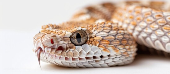 Obraz premium Hognose snake against a white background. with copy space image. Place for adding text or design
