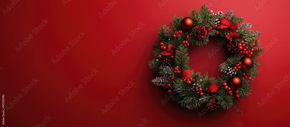 Aufkleber Wreath with a Christmas theme. with copy space image. Place for adding text or design