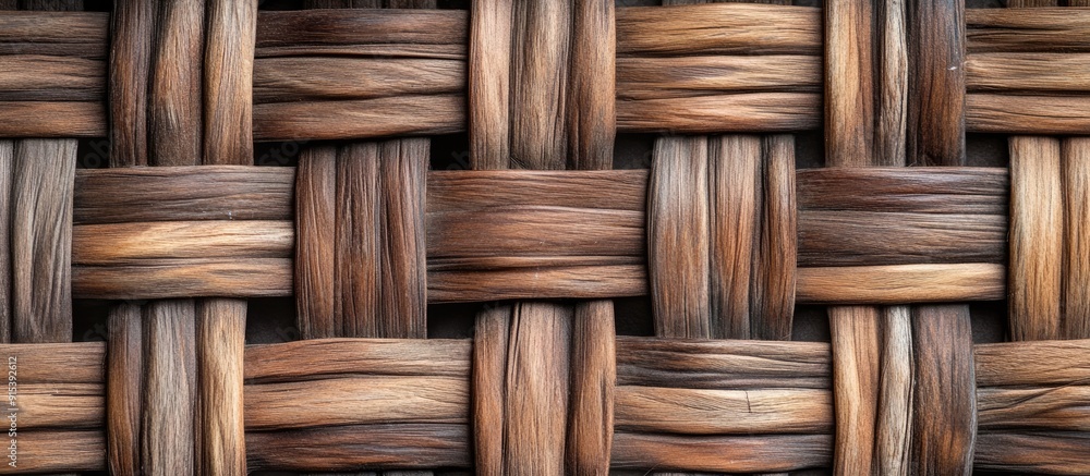 Poster Handcrafted Weave Texture Wicker Surface for Furniture Material. with copy space image. Place for adding text or design