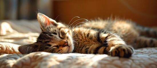 humorous sprawled legs of cats during sleep. with copy space image. Place for adding text or design