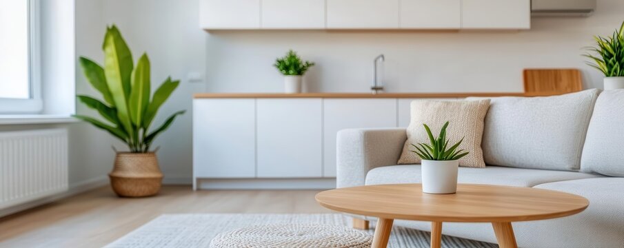 Scandinavian interior with clean lines, natural materials, and personalized touches, blending cultural identity with modern design, cozy and inviting space