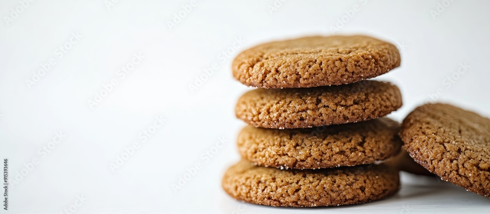 Fototapete white background warm homemade ginger snap cookies. with copy space image. place for adding text or 