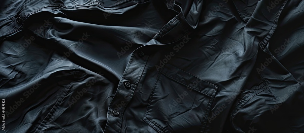 Poster Close up of a dark men s shirt. with copy space image. Place for adding text or design