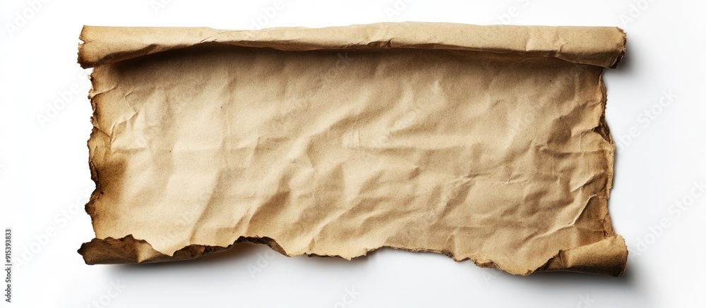 Poster Blank brown paper texture isolated on a white background an aged page for craft design. with copy space image. Place for adding text or design