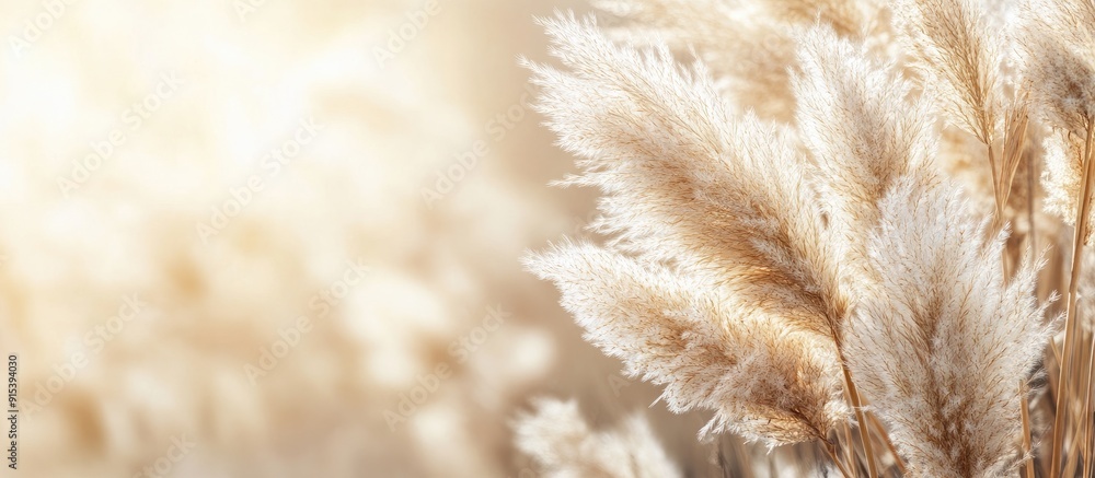 Leinwandbilder Japanese pampas grass in late autumn Background material for the season. with copy space image. Place for adding text or design