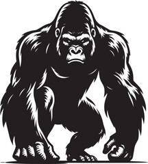 Gorilla Silhouette isolated on white background Minimalist gorilla vector shape