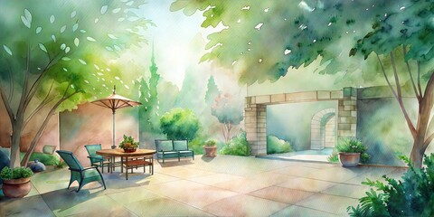 Obraz premium your outdoor space watercolor background