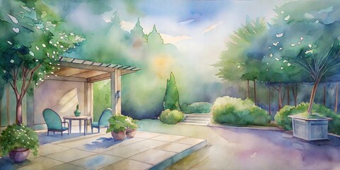 Fototapeta premium your outdoor space watercolor background