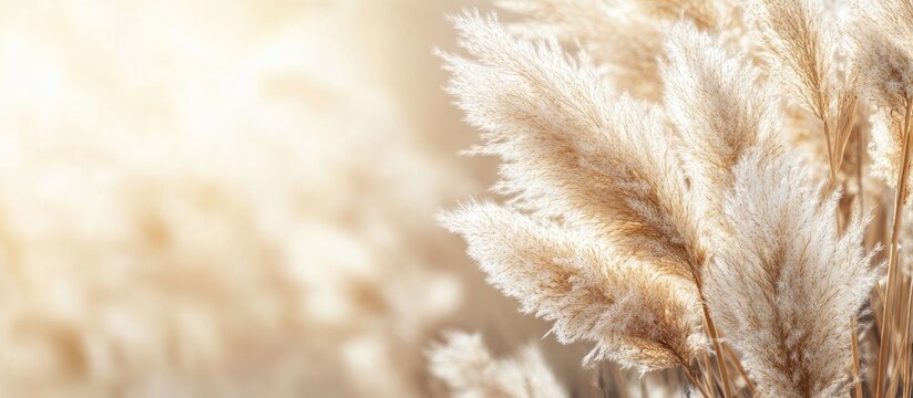 Japanese pampas grass in late autumn Background material for the season. with copy space image. Place for adding text or design