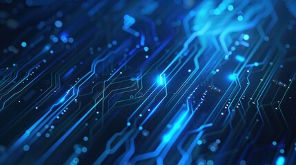 Obraz premium Abstract Circuitry with Glowing Blue Lines