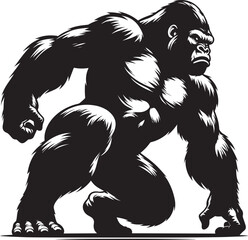 Gorilla Silhouette isolated on white background Minimalist gorilla vector shape © Md Hasan