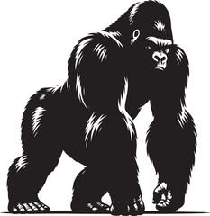 Gorilla Silhouette isolated on white background Minimalist gorilla vector shape