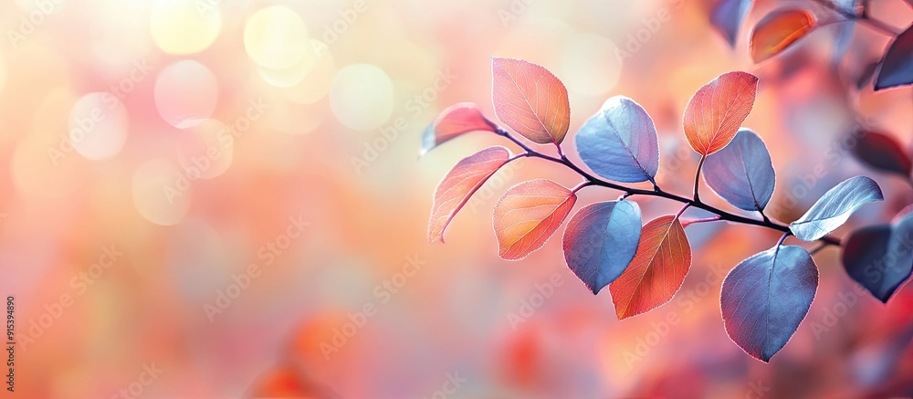 Fototapete saskatoon amelanchier alnifolia branch featuring vibrant leaves set against a blurred background the