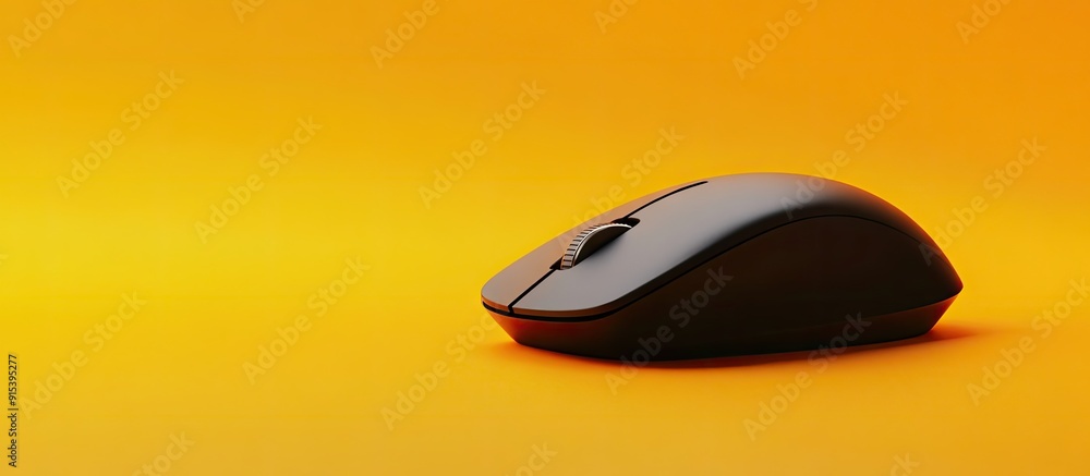 Aufkleber One wireless mouse against a yellow background Area for text. with copy space image. Place for adding text or design