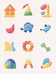 Obraz premium Create a collection of colorful and playful icons