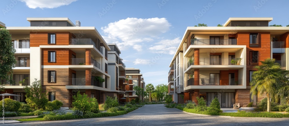 Aufkleber Contemporary Upscale Apartment Complex. with copy space image. Place for adding text or design