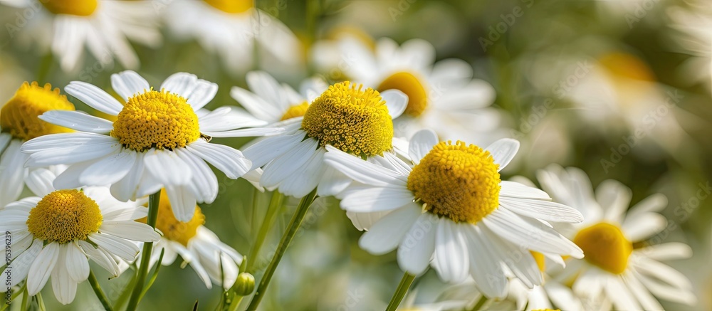 Aufkleber Chamomile field. with copy space image. Place for adding text or design
