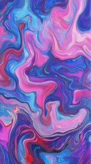 Fototapeta premium Vibrant Abstract Art Piece with Swirling Patterns in Pink, Blue, and Purple Hues, Suited for Art Galleries, Modern Interiors, and Abstract Art Collections