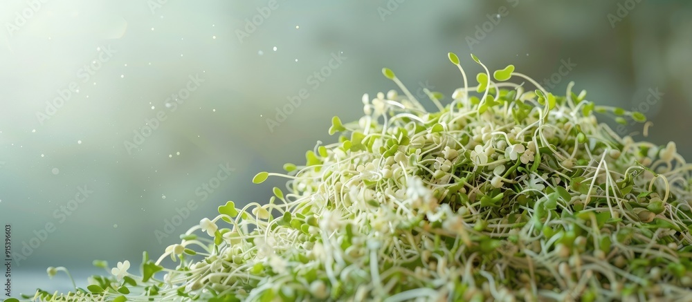 Aufkleber pile of alfalfa sprouts. with copy space image. place for adding text or design