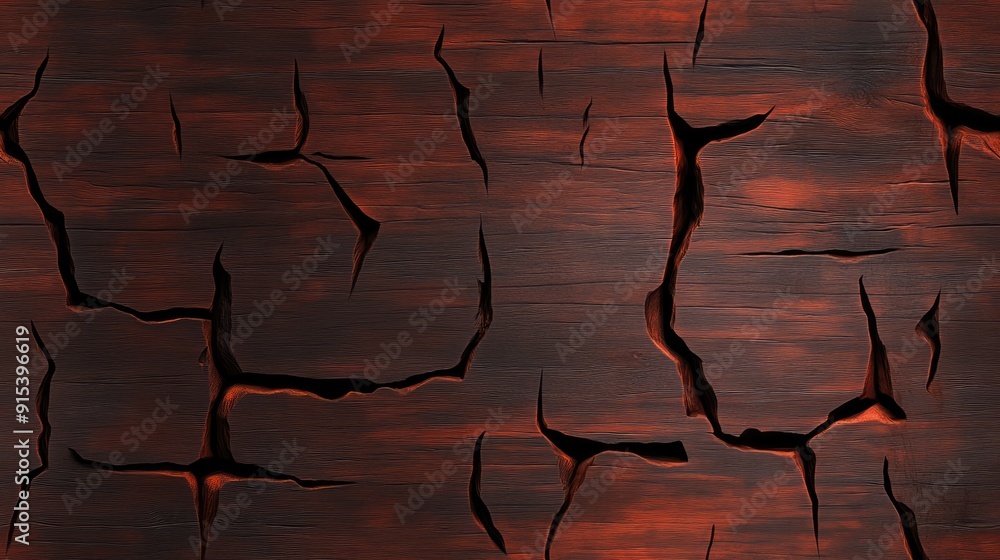 Poster a close-up of an aged tree trunk displaying intricate cracks and a rich brown texture, ideal for nat