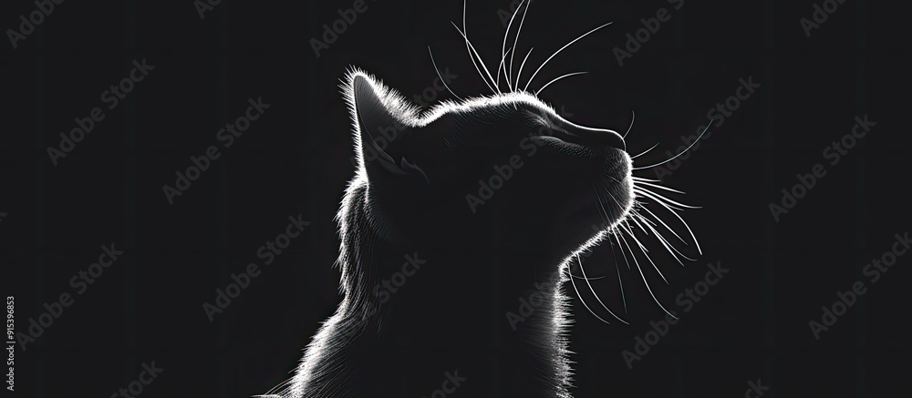 Aufkleber Cat face in silhouette. with copy space image. Place for adding text or design