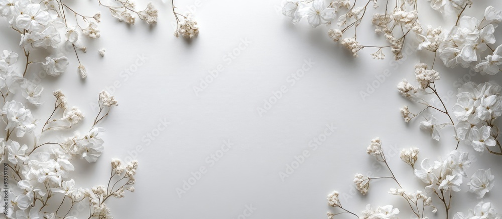 Leinwandbilder white floral border. with copy space image. place for adding text or design