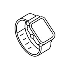 Simple outline vector illustrations of fitness trackers and hand watches on a white background.