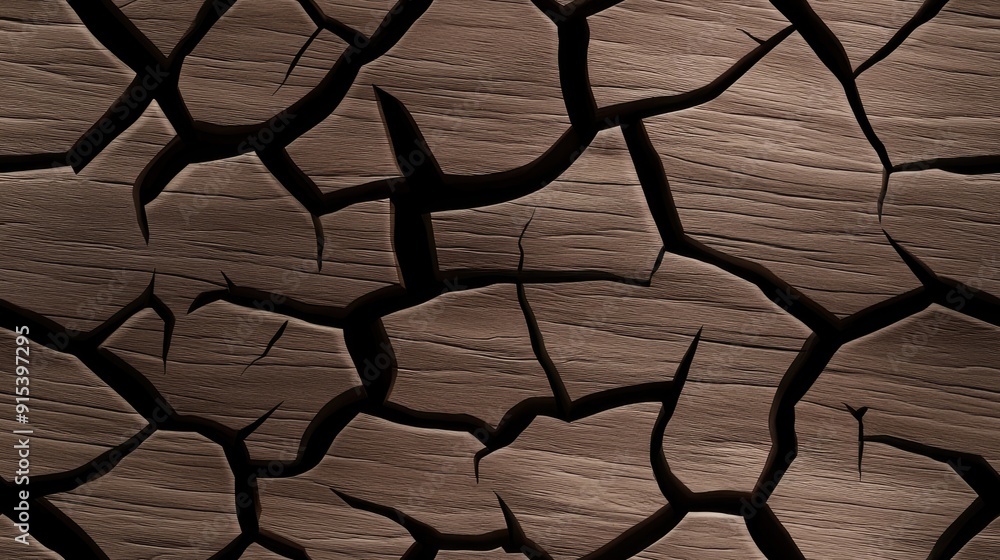 Poster a close-up of an aged tree trunk displaying intricate cracks and a rich brown texture, ideal for nat