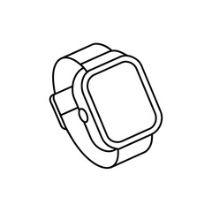 Simple outline vector illustrations of fitness trackers and hand watches on a white background.
