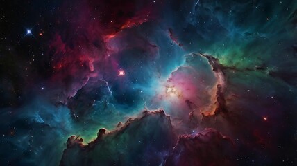 Fototapeta premium Endless space background nebulas and clouds in purple and blue design, stars, planets and orbits in astronomical illustration