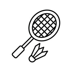 badminton line icon with white background vector stock illustration