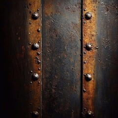 Fototapeta premium The metal surface is rusty, has scratches, welds and bolts, the surface looks dirty.