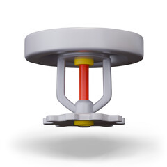 Realistic ceiling sprinkler, side view. Equipment for automatic fire extinguishing in room