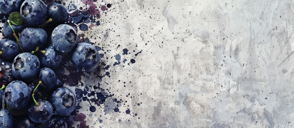 Leinwandbilder textured vintage paper backdrop featuring blueberries. with copy space image. place for adding text 