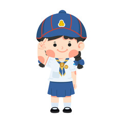 Cute Kid girl scout thai uniform