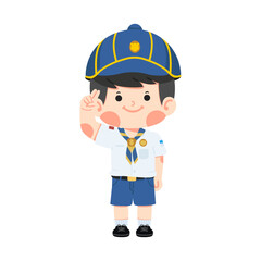 Cute Kid boy scout thai uniform
