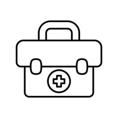 first aid kit  line icon with white background vector stock illustration