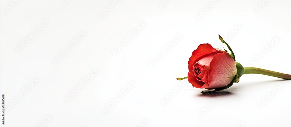 Poster isolated rosebud on a white background. with copy space image. Place for adding text or design