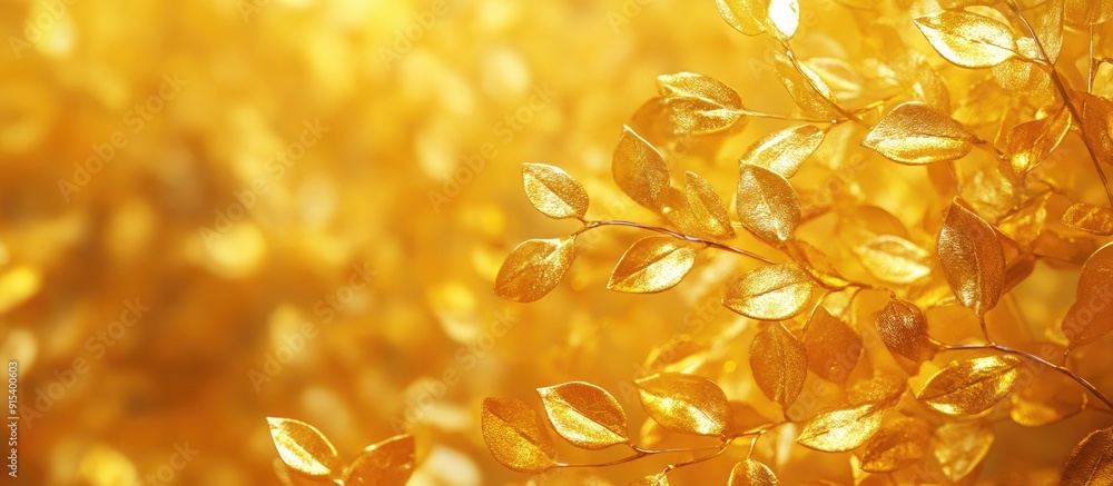 Leinwandbilder shiny yellow leaf gold foil texture backdrop. with copy space image. place for adding text or design