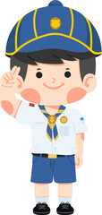 Cute Kid boy scout thai uniform
