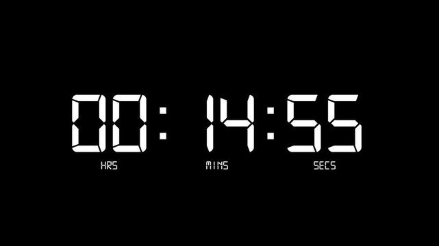 15-Minute Countdown Timer with Hours, Minutes, and Seconds Display
