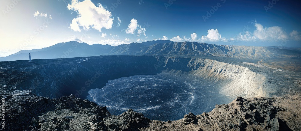 Aufkleber Aso crater viewed from the observatory. with copy space image. Place for adding text or design