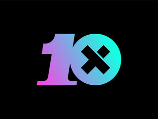 10x ten gradient number logo icon design for company and business