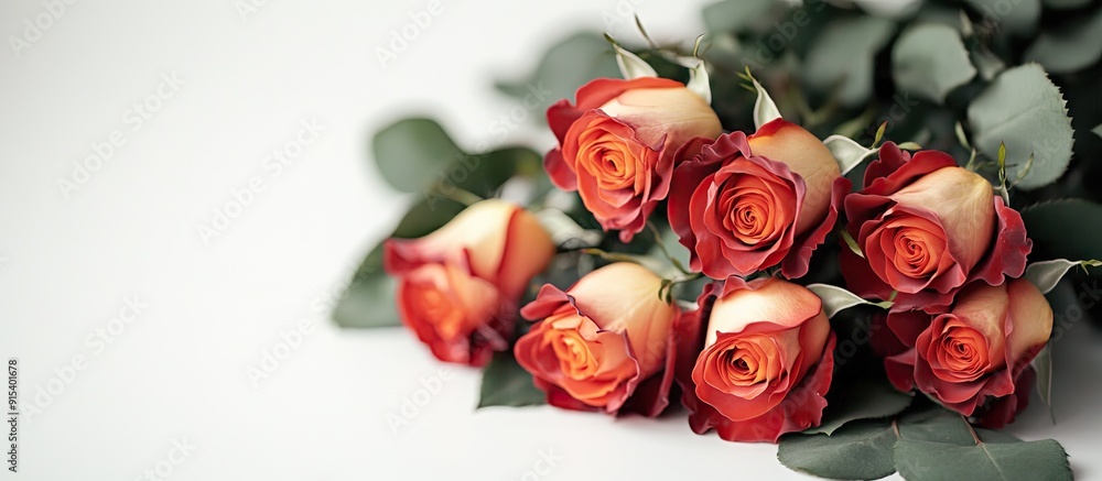 Aufkleber a bouquet of roses on a white background. with copy space image. place for adding text or design