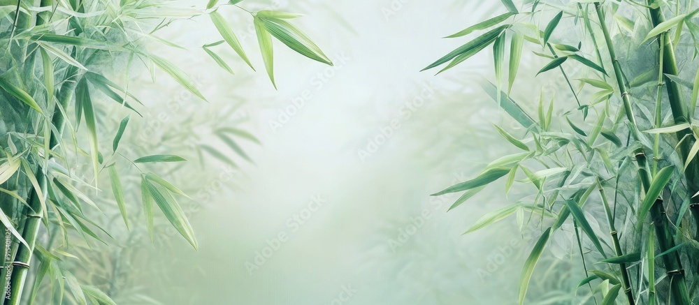 Poster bamboo trees bamboo plants bamboo woodland. with copy space image. place for adding text or design