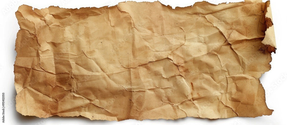 Poster Aged paper isolated on a white background. with copy space image. Place for adding text or design